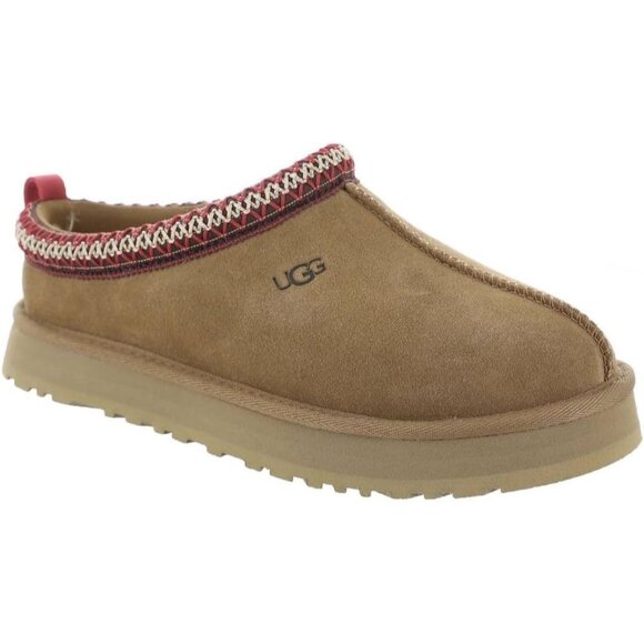 Kids Tazz Platform Slippers Chestnut Brown Suede Classic Round Top Memory Foam - Picture 1 of 6